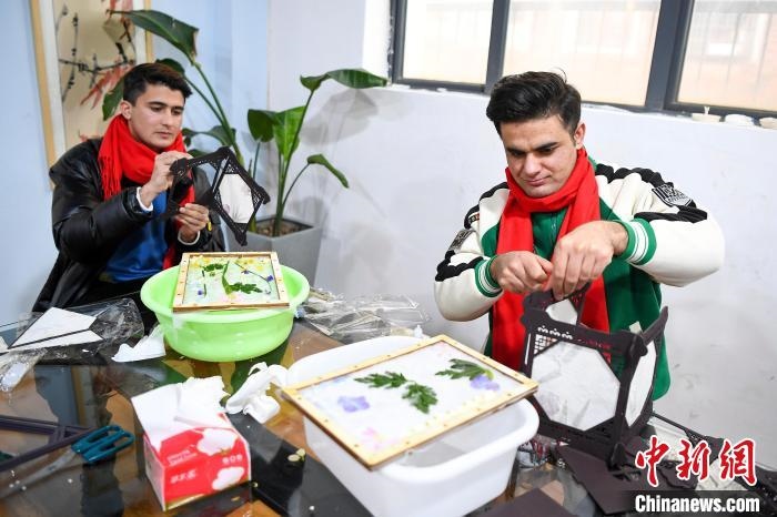 巴基斯坦留學(xué)生制作燈籠?！钊A峰 攝