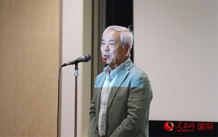 展覽名譽顧問、日本前文化廳長官青柳正規(guī)致辭。（人民網 許可攝）
