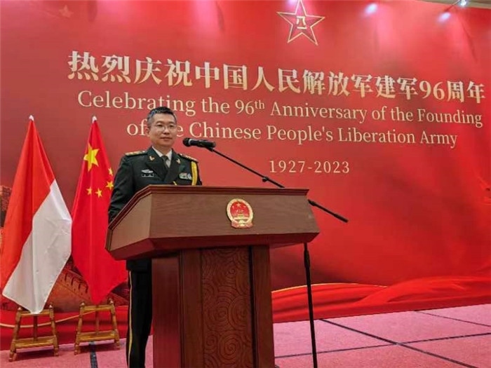 圖為徐勝武官致辭。中國駐印度尼西亞使館供圖