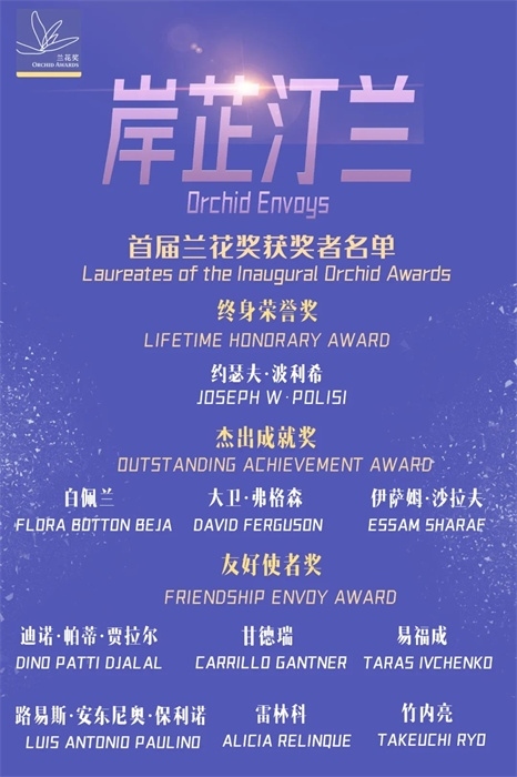 首屆蘭花獎獲獎者名單。 巴西圣保羅州立大學孔子學院供圖。（來源：人民畫報）