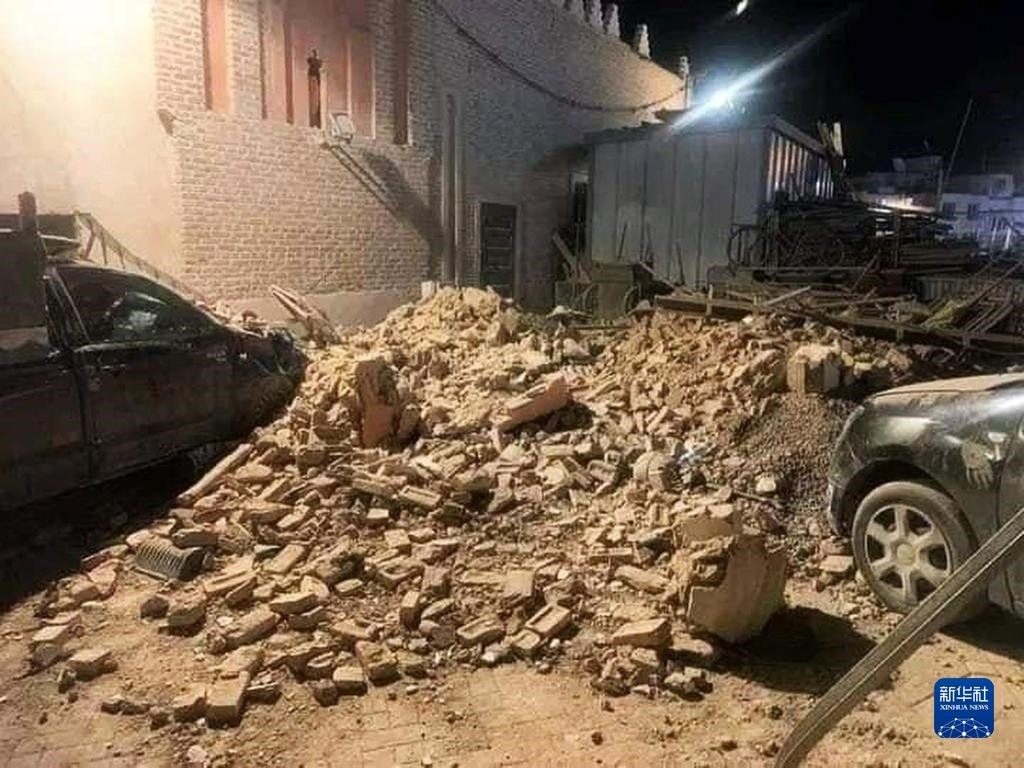 這是9月9日在摩洛哥南部城市馬拉喀什拍攝的震后景象。新華社發(fā)