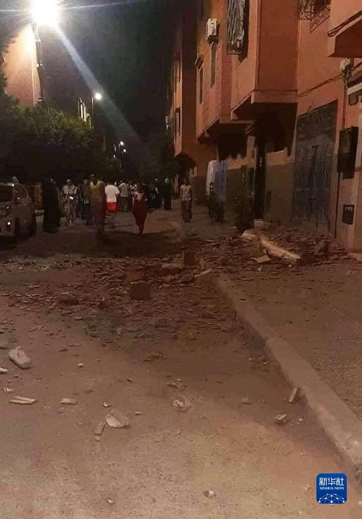 這是9月9日在摩洛哥南部城市馬拉喀什拍攝的震后景象。新華社發(fā)