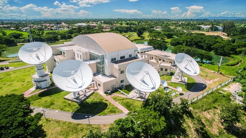 2016年8月1日拍攝的老撾首都萬(wàn)象的老撾一號(hào)通信衛(wèi)星地面站全景。