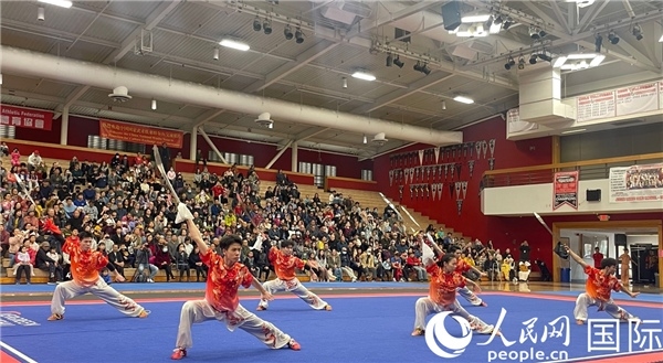 中國武術(shù)隊(duì)員表演現(xiàn)場。人民網(wǎng)記者 鄧圩攝