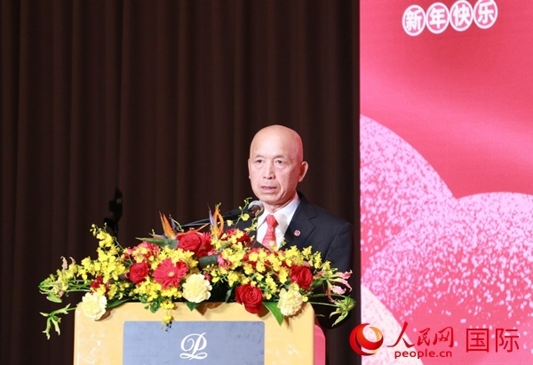 全華聯(lián)理事長(zhǎng)賀乃和致辭。人民網(wǎng) 許可攝