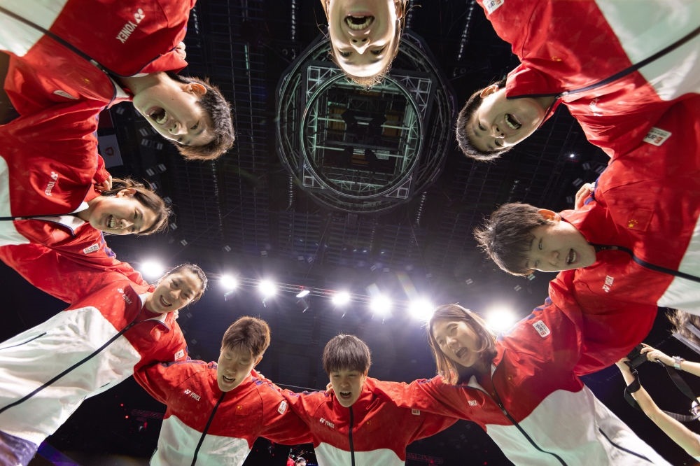 5月5日，中國隊在賽前互相鼓勵。新華社記者 江宏景 攝