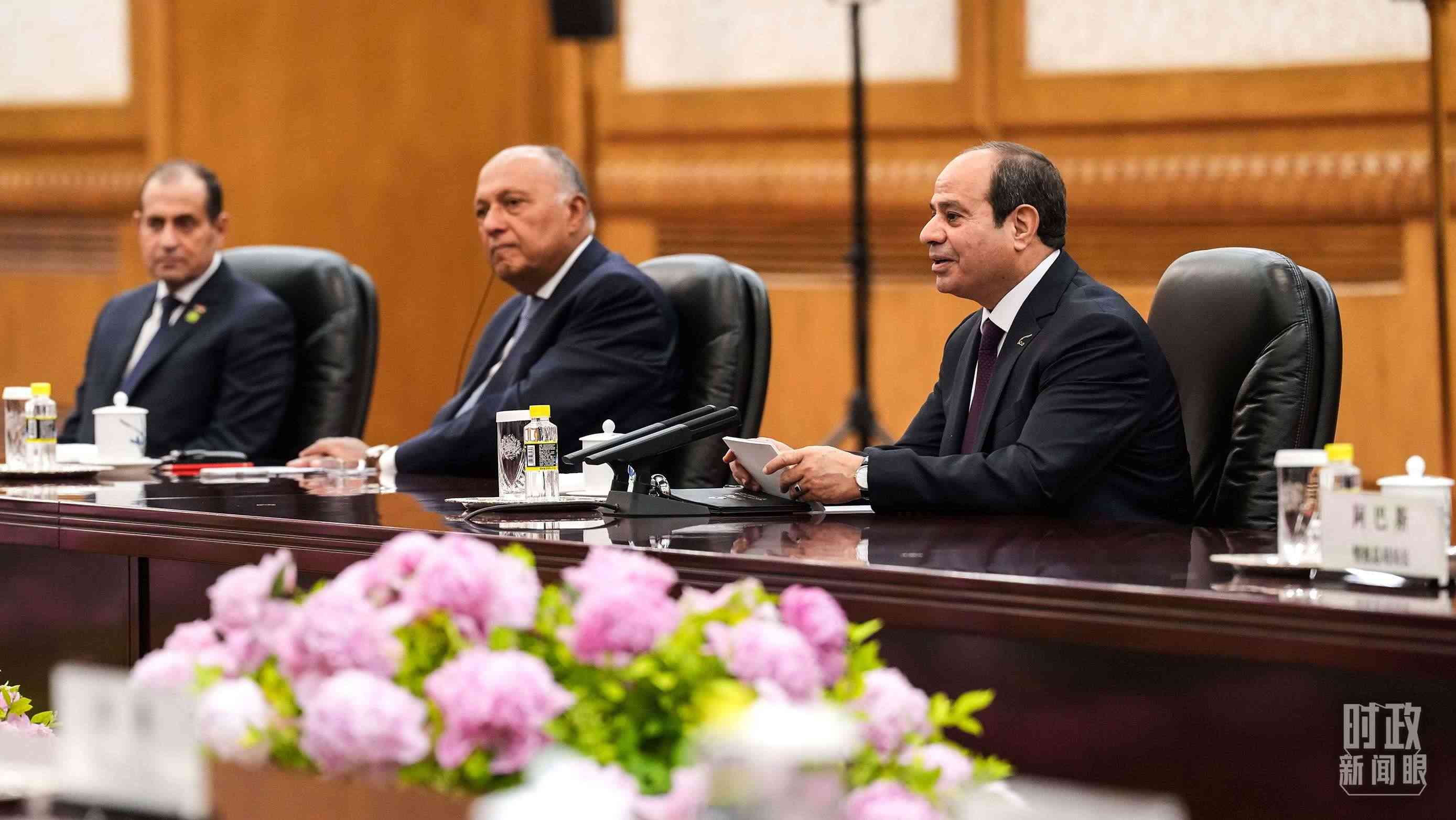 △會(huì)談中的塞西總統(tǒng)。（總臺(tái)國(guó)廣記者李晉拍攝）