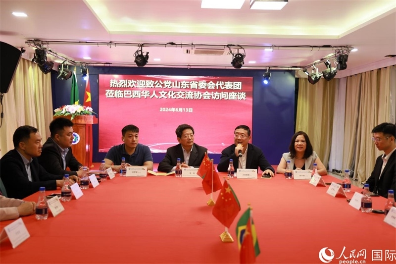 巴西華人文化交流協(xié)會(huì)主席上官劍鋒在座談會(huì)上致辭。人民網(wǎng)記者 宋亦然攝