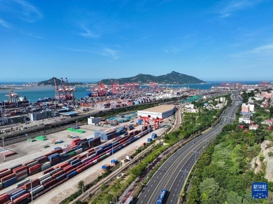 這是6月26日拍攝的中哈連云港物流合作基地（無人機(jī)照片）。新華社記者 季春鵬 攝