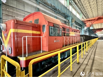 運輸通鋼產(chǎn)品的火車。人民網(wǎng) 謝瑩攝