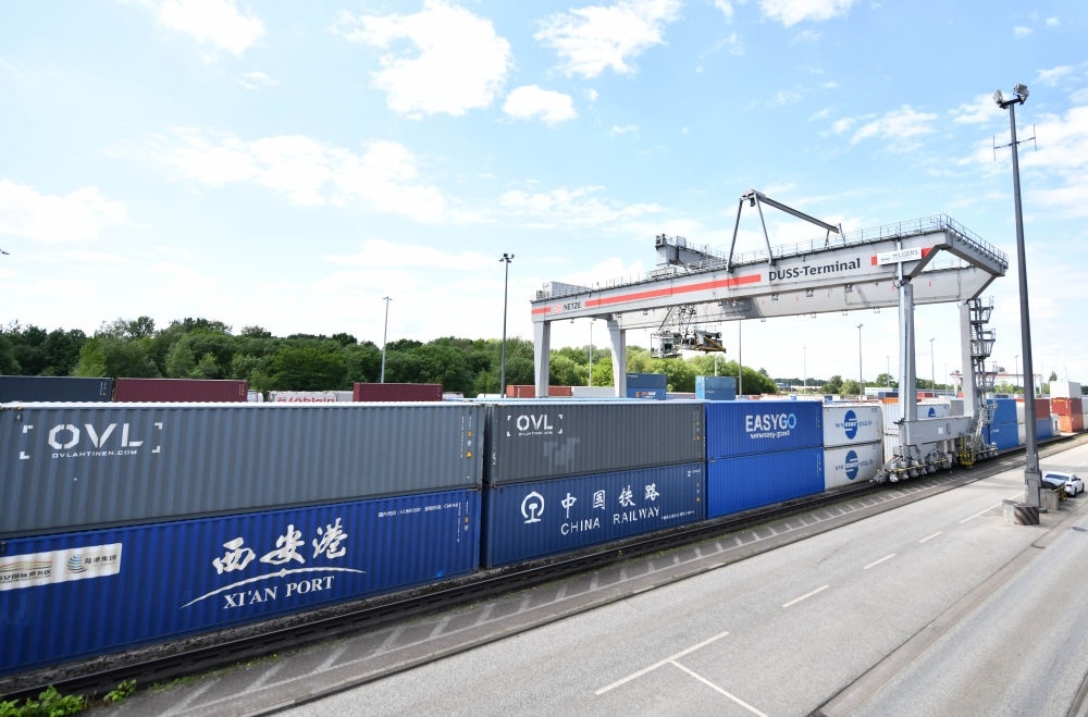 這是2024年5月27日拍攝的德國漢堡-比爾韋爾德DUSS貨運(yùn)場(chǎng)站。新華社記者 任鵬飛 攝