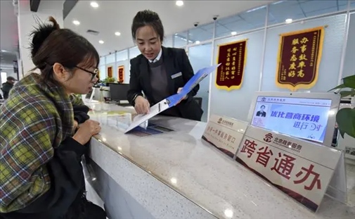 2024年3月25日，北京大興區(qū)，工作人員為群眾辦理跨省政務(wù)事宜。