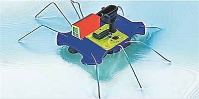 一種能夠在水面上滑行的自供電“蟲子”機(jī)器人。圖片來源：紐約州立大學(xué)賓漢姆頓分校