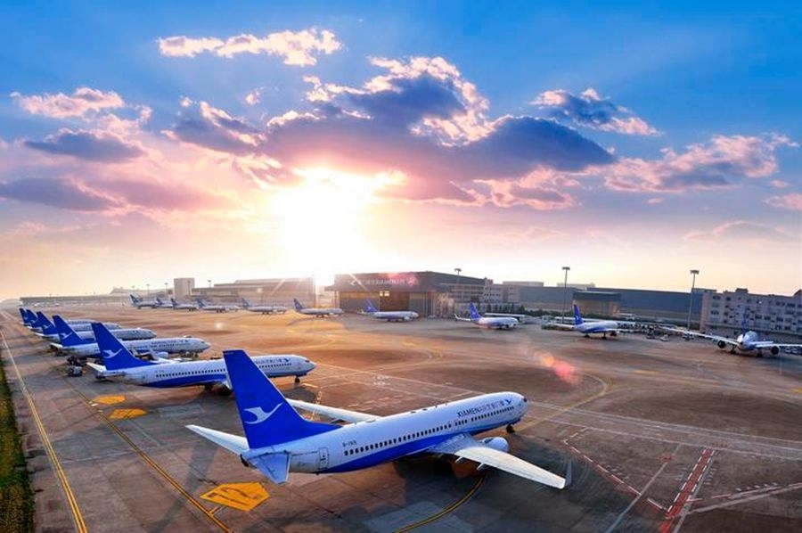 這是如今廈門航空的機隊照片。（廈門航空有限公司供圖）