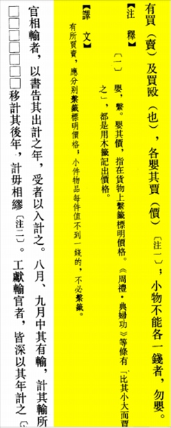 △“買賣的時候，應分別掛上價格標簽標明價格，小件物品每件不到一錢的，不必懸掛標簽。”