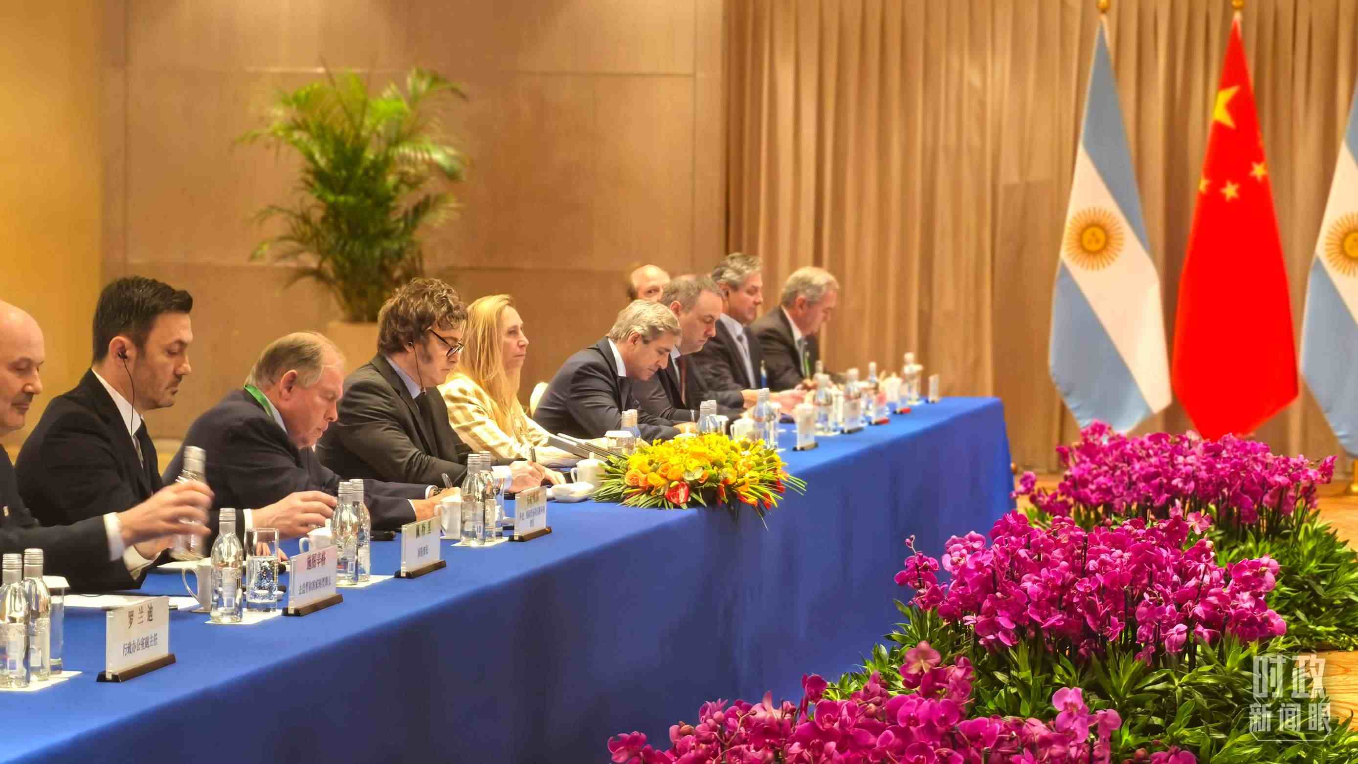 習主席會見阿根廷總統(tǒng)米萊現場。（總臺央廣記者潘毅拍攝）