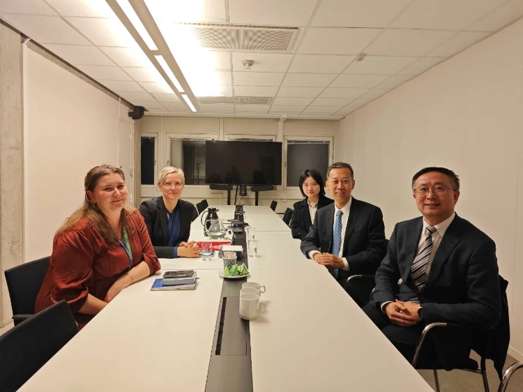 中國(guó)駐瑞典大使崔愛(ài)民會(huì)見(jiàn)瑞典聯(lián)合國(guó)教科文組織全國(guó)委員會(huì)秘書(shū)長(zhǎng)。中國(guó)駐瑞典大使館供圖