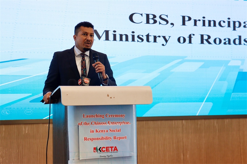 肯尼亞交通部副部長(zhǎng)達(dá)加爾致辭。肯中經(jīng)貿(mào)協(xié)會(huì)供圖