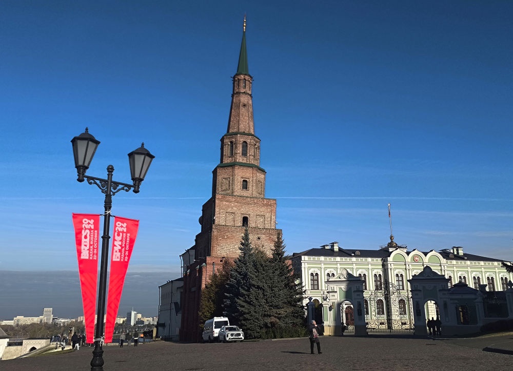 這是2024年10月20日拍攝的俄羅斯喀山克里姆林宮一景。新華社記者 丁海濤 攝