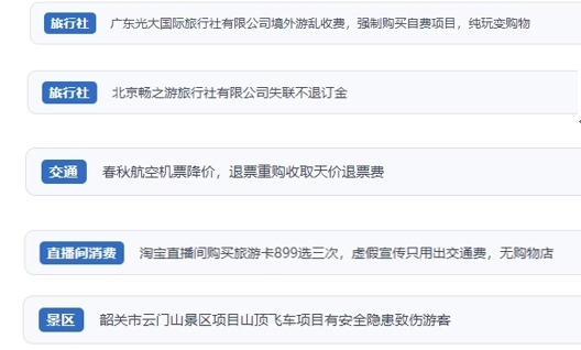 網(wǎng)友在“人民投訴”平臺(tái)反映涉旅游消費(fèi)相關(guān)糾紛。（“人民投訴”用戶投訴截圖）