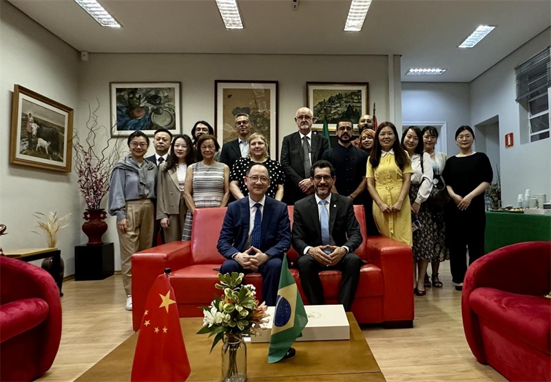 圖為參加座談會(huì)的來(lái)賓合影留念。 圣保羅州立大學(xué)孔子學(xué)院供圖