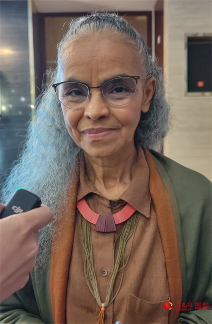 巴西環(huán)境與氣候部部長瑪麗娜·席爾瓦接受人民網(wǎng)采訪。人民網(wǎng)記者 符園園攝